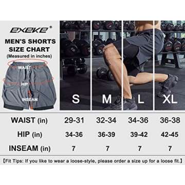 EXEKE Men's 2 in 1 Running Shorts Quick Dry Gym Workout Athletic Shorts with Pockets 766-2XL/Blue-US L