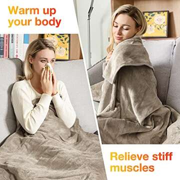 WOOMER Heated Throw Blanket with 5-Year Warranty and Comfort