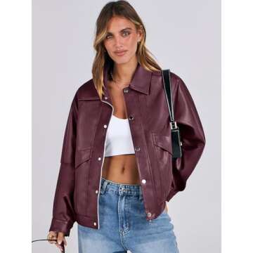 ANRABESS Women Faux Leather Jacket Long Sleeve Button Down Zip Up Motorcycle Biker Coat Fall Outfits Trendy Clothes 2024