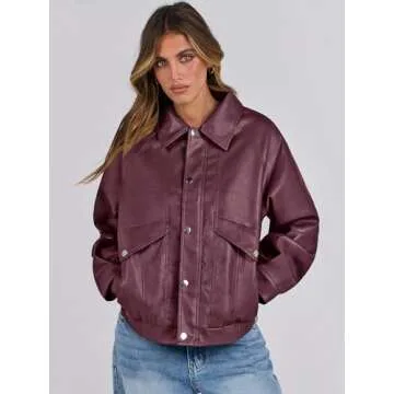 ANRABESS Women Faux Leather Jacket Long Sleeve Button Down Zip Up Motorcycle Biker Coat Fall Outfits Trendy Clothes 2024