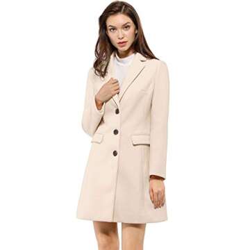 Allegra K Women's Stylish Long Pea Coat for Winter