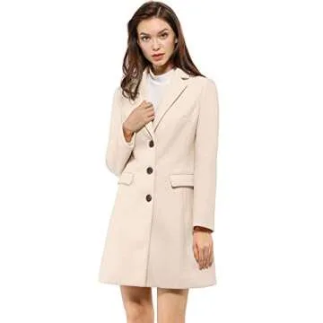 Allegra K Women's Stylish Long Pea Coat for Winter
