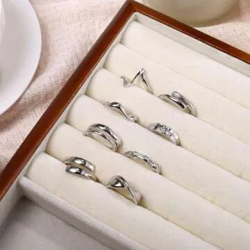 FIBO STEEL 12PCS Gold Chunky Rings for Women - Adjustable Set