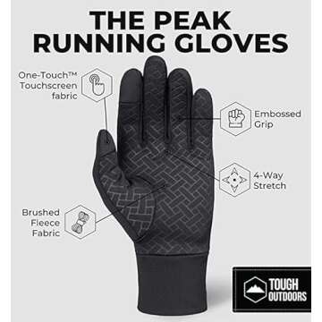Tough Outdoors Winter Gloves - Womens and Mens Waterproof Touch Screen Gloves - Hiking, Texting, Cycling Warm Thermal Touchscreen Snow Glove Liners for Men and Women - Medium/Large