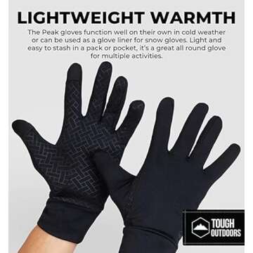 Tough Outdoors Winter Gloves - Womens and Mens Waterproof Touch Screen Gloves - Hiking, Texting, Cycling Warm Thermal Touchscreen Snow Glove Liners for Men and Women - Medium/Large