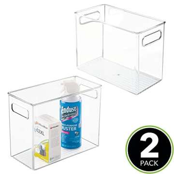 mDesign Tall Plastic Office Storage Bin with Handles - Organizer Bins for Cabinets, Drawers, Desks, ...