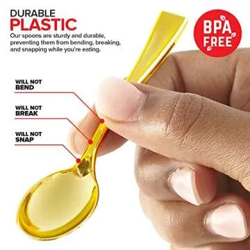 Gold Plastic Mini Spoons Disposable, 4 inch (80 Pack) Tasting Spoon, Dessert Mini spoon for Ice Cream Taster, Small Sample Desserts, Gelato Sampling, Fancy Miniature Pudding, Little Appetizers, Bulk