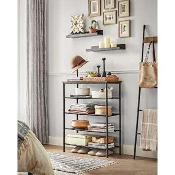 VASAGLE 5 Tier Shoe Rack for 12-16 Pairs of Shoes