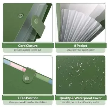 SKYDUE Expanding File Folder - 8 Pocket Organizer