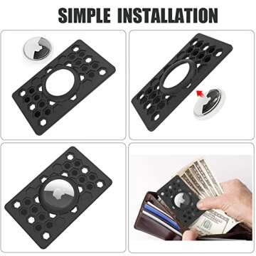 for AirTag Wallet Holder 2 Pack, AirTag Card Holder, Ultra Thin Card Holder for Apple AirTag, AirTag Card for Wallet,Purse, Luggage, Handbag, Backpack (Black)