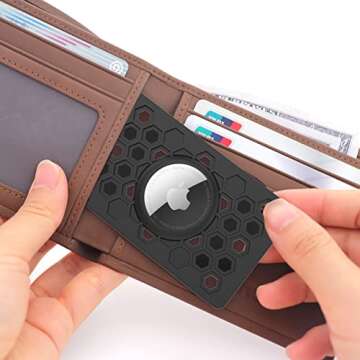 for AirTag Wallet Holder 2 Pack, AirTag Card Holder, Ultra Thin Card Holder for Apple AirTag, AirTag Card for Wallet,Purse, Luggage, Handbag, Backpack (Black)