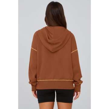 PRETTYGARDEN Women's Hooded Sweatshirts Long Sleeve Half Zip Cropped Hoodie Pullover Winter Fashion ...