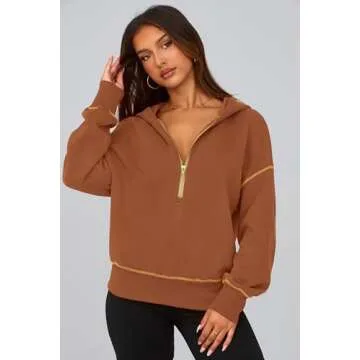 PRETTYGARDEN Women's Stylish Half Zip Hoodie Sweatshirt