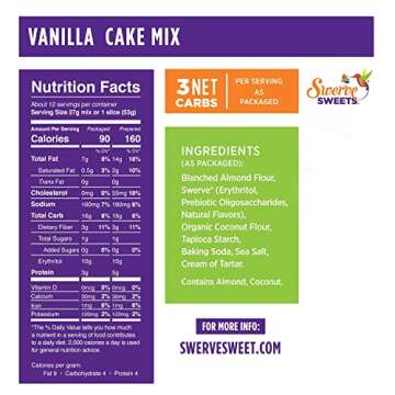 Swerve Sweets Yellow Cake Baking Mix - Keto, Gluten Free, 2 Pack, Easy Bake, Low Carb