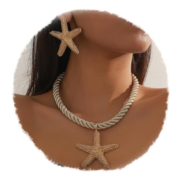 Doubnine Boho Starfish Necklace Earrings Set for Women