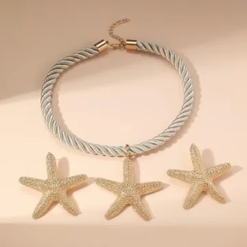 Doubnine Boho Starfish Necklace Earrings Set for Women