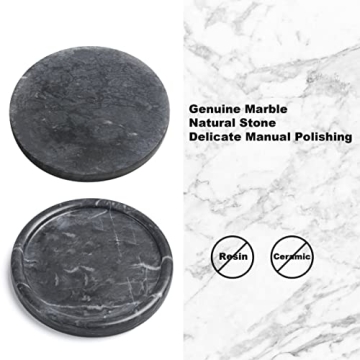 Moreast Black Marble Tray, Natural Stone Decorative Tray