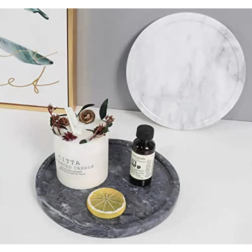 Moreast Black Marble Tray, Natural Stone Decorative Tray