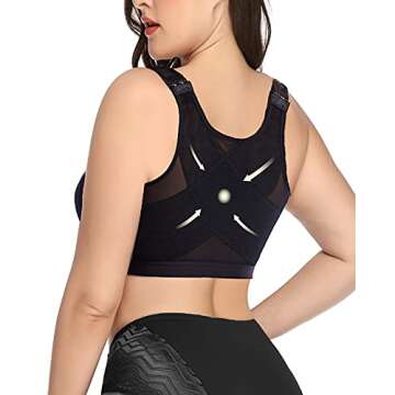 Post Surgery Bra Surgical Bra Compression Sports Bra Front Closure Bras for Women Close Breast Augmentation Bra Wireless (Medium, Black)