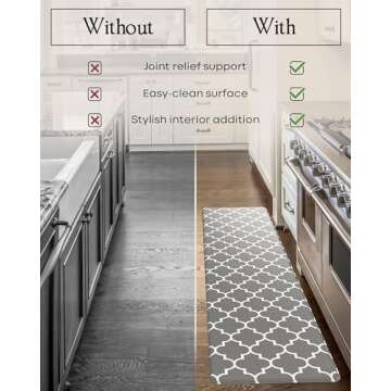 Homergy Anti Fatigue Kitchen Mats - 2 Piece Memory Foam Set