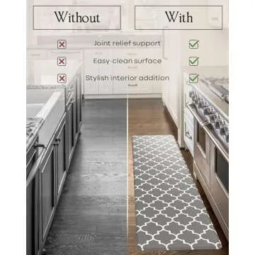 Homergy Anti Fatigue Kitchen Mats - 2 Piece Memory Foam Set