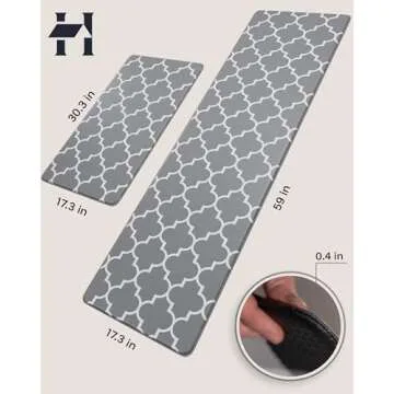 Homergy Anti Fatigue Kitchen Mats - 2 Piece Memory Foam Set