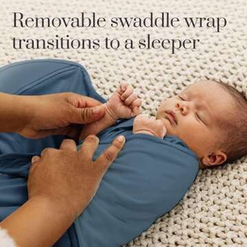 Owlet Dream Sleeper with Swaddle, Baby Sleep Sack and Wrap, Bedtime Blue, 0-3M