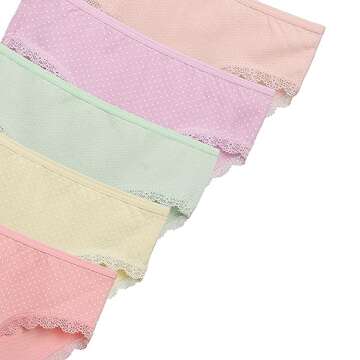 Donella Girls' Soft Cotton Underwear - Kids Bikini Brief Panties for Girls and Toddlers 5-Pack, Dots with Lace Trim, Age: 2-3