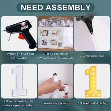 YOSWPP 4FT Large Marquee Light Up Letters Numbers Giant Mosaic Balloon Frame,Wedding Backdrop Decoration Anniversary Decoration Foam Board (0, 4FT)