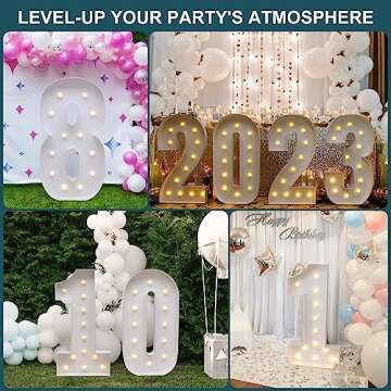 YOSWPP 4FT Large Marquee Light Up Letters Numbers Giant Mosaic Balloon Frame,Wedding Backdrop Decoration Anniversary Decoration Foam Board (0, 4FT)