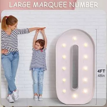 YOSWPP 4FT Large Marquee Light Up Letters Numbers Giant Mosaic Balloon Frame,Wedding Backdrop Decoration Anniversary Decoration Foam Board (0, 4FT)