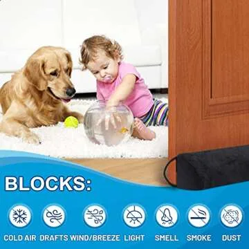 HomeProtect Under Door Draft Stopper 36 Inch Door Soundproofing Block Cold Air Wind/Breeze Noise Light, Weather Stripping Seal Sweep Improved Triangle Design More Fits 0 to 2" Gaps