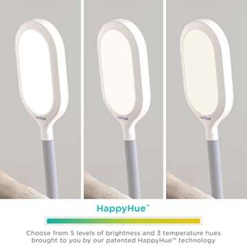 Verilux HappyLight Duo - 2-in-1 Light Therapy & Task Floor Lamp - UV-Free Full Spectrum LED, 10,000 LUX, Adjustable Brightness and Color, Flexible Gooseneck, and Adjustable Height