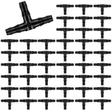 Kalolary 100PCS Universal Barbed Tee Fittings for Drip Irrigation Systems