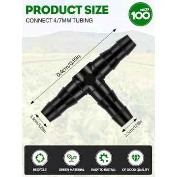 Kalolary 100PCS Barbed Tee Connectors for Drip Irrigation