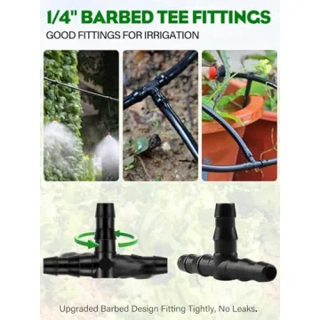 Kalolary 100PCS Barbed Tee Connectors for Drip Irrigation