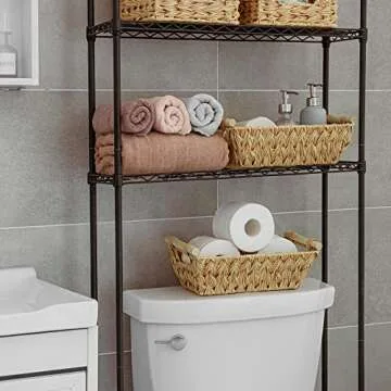 GRANNY SAYS Wicker Basket with Handles, Trapezoid Decorative Baskets Waterproof, Wicker Storage Bask...