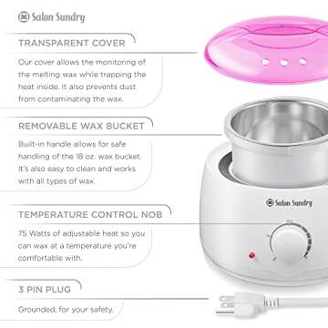 Salon Sundry Portable Electric Hot Wax Warmer Machine for Hair Removal - Purple Lid