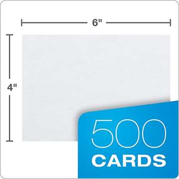 Oxford Index Cards, Index Cards, Blank on Both Sides, White, Cards (40177), 4x6,100 Count (Pack of 5)