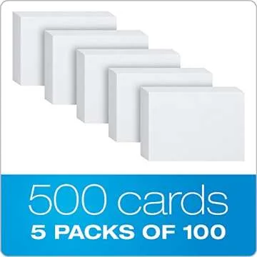 Oxford Index Cards, Index Cards, Blank on Both Sides, White, Cards (40177), 4x6,100 Count (Pack of 5)