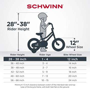 Schwinn Skip 2 Toddler Balance Bike, Boys and Girls, Fits Kids 28-38-Inches Tall, with 12-Inch Wheels, Beginner Rider Training, Graphite/Red