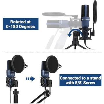 TONOR TC-777 Podcast Microphone, USB Computer Microphone, Cardioid Condenser PC Mic with Tripod Stand and Pop Filter for Podcasting, Streaming, Vocal Recording, Compatible with PC & Laptop, PS4/5