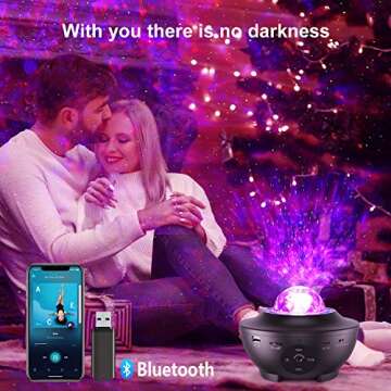 Starry Light Projector, Smart WiFi Galaxy Projector Night Light, Compatible with Alexa and Smart App, 10-Color Music Player with Remote Control/Bluetooth/Timer, Suitable for Children and Adult Parties