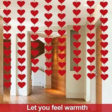 100 Hearts Felt Garland Valentines Day Red Heart Hanging String Garland 4Pack (Each 10ft) Valentines Day Decorations Wedding Anniversary Festival Birthday Home Windows Background Party Supplies
