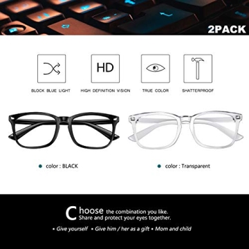 Feirdio Blue Light Blocking Glasses 2-Pack - Stylish Protection