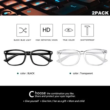 Feirdio Blue Light Blocking Glasses 2-Pack - Stylish Protection
