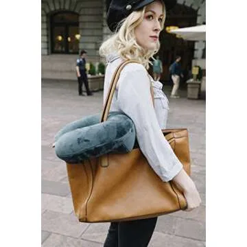 AirComfy Daydreamer Travel Neck Pillow - Self-Inflatable Pillow with Luxuriously Soft Washable Cover and Packsack - Compact and Lightweight Support for Sleeping and Traveling in Airplanes