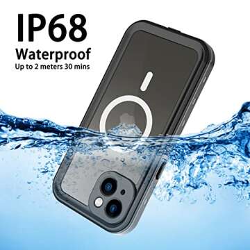 Transy iPhone 13 Magnetic Case - Waterproof Shockproof Compatible with Magsafe Mag Safe Magnet iPhone 13 Waterproof Case Support Wireless Charging with Built in Screen Protector (Clear)