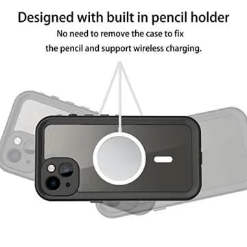 Transy iPhone 13 Magnetic Case - Waterproof Shockproof Compatible with Magsafe Mag Safe Magnet iPhone 13 Waterproof Case Support Wireless Charging with Built in Screen Protector (Clear)