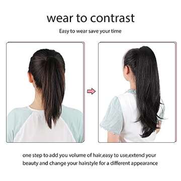 HSPJHTM Ponytail Extension,24" Brown Claw Clip Hair Extensions for Women Straight Hair Piece Synthetic Wavy Pony Tail Halloween Fluffy Daily Use